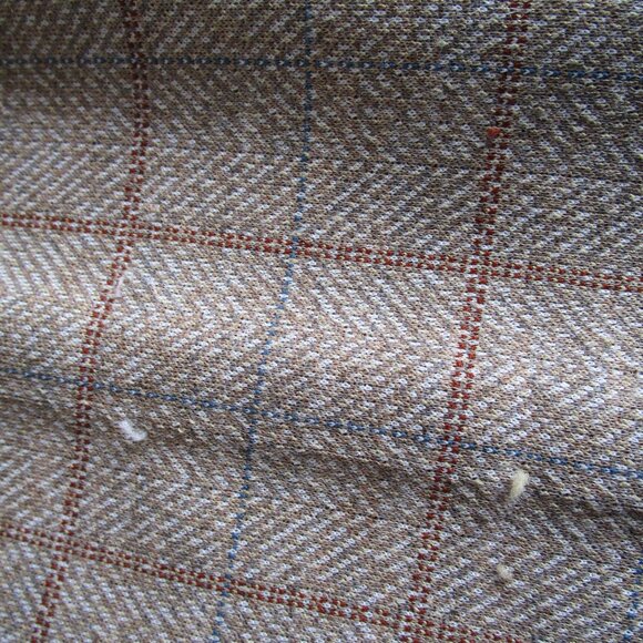 1970s brown faux wool slacks with elastic waist. Plaid, used condition. - Picture 8 of 12